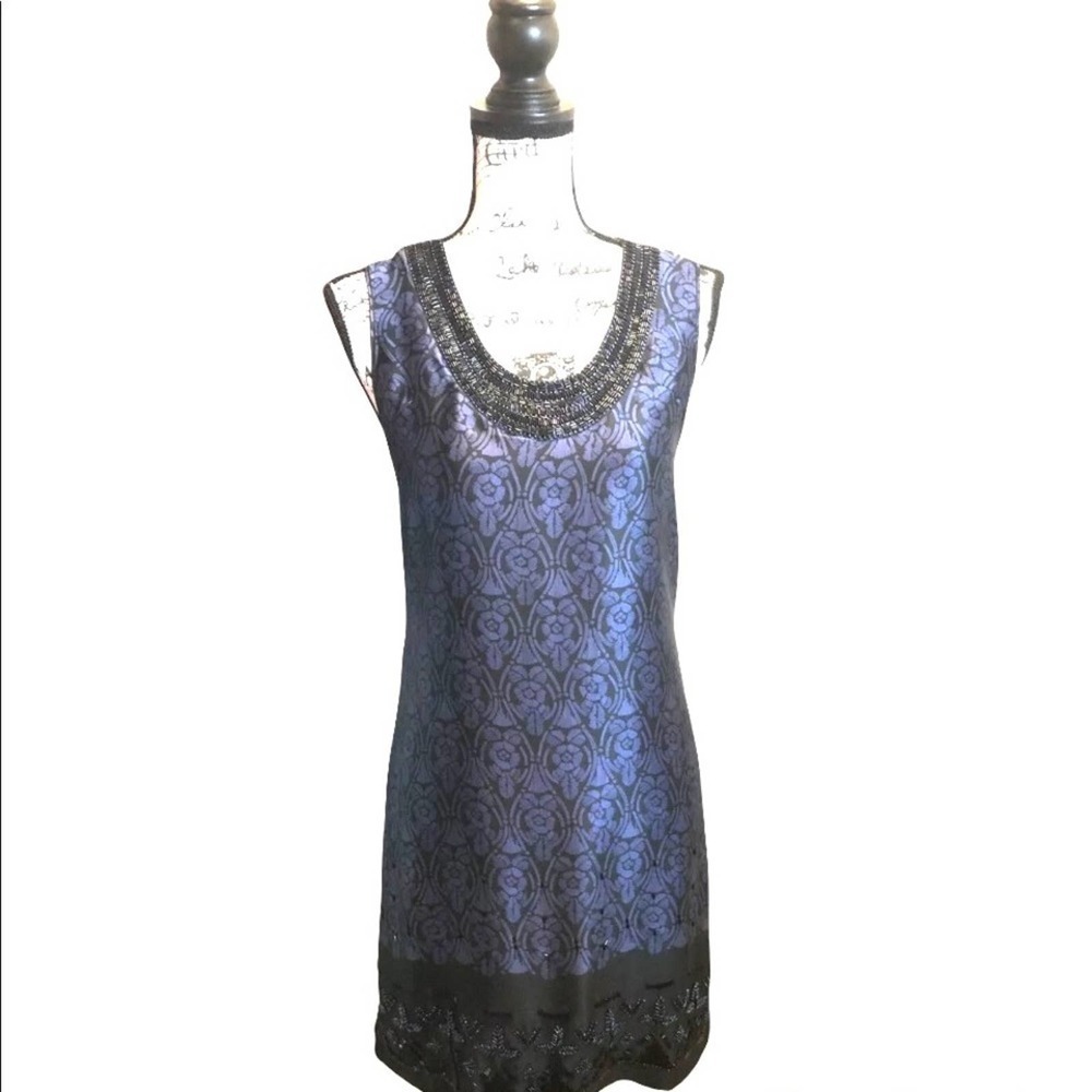 Anthropologie Silk Dress Beaded Blue Size 2 Formal NWT future paradise formal